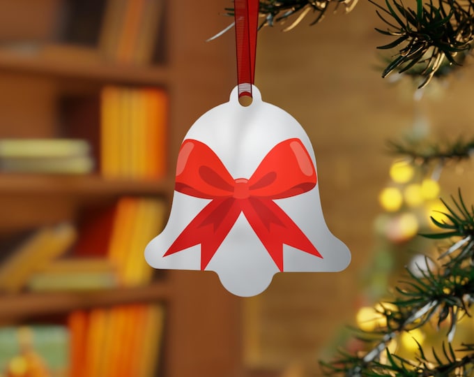 BellaStoria | Red Bow Bell Metal Ornament | Christmas Tree Decoration