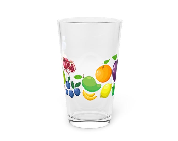 BellaStoria | Fruit Garden Pint Glass, 16oz, Colorful Summer Drinkware, Perfect for Parties, Gifts, and Celebrations