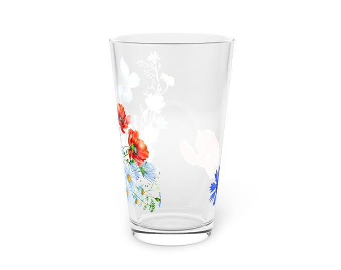 BellaStoria | Floral Pint Glass, 16oz - Colorful Drinking Glass, Perfect for Summer Gatherings, BBQs, Garden Parties, Gift Idea for Nature