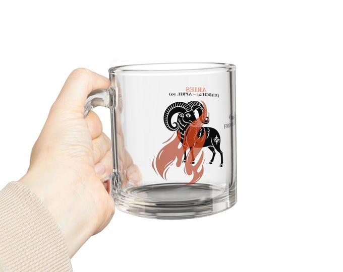 BellaStoria | Astrology Zodiac Glass Mug, 10oz Horoscope Cup, Perfect Gift for Astrology Lovers, Coffee Tea Mug, Personalized Zodiac Sign