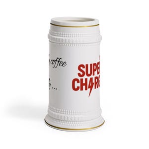 Super Charged Coffee Beer Stein Mug | Gift for Beer Lovers, Father&#39;s Day, Home Bar Decor, Funny Mug, Personalized Drinkware