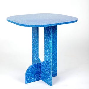 Blue Modern Coffee Table – Handmade Accent Table for Living Room or Office – Sustainable Furniture from Recycled Plastic