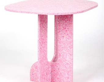 Blush Pink Recycled Plastic Side Table: Modern Accent Furniture