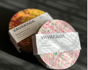 Podkładki pod napoje z recyklingowanego plastiku (zestaw 4 szt.): ekologiczne podkładki pod napoje, ręcznie robione