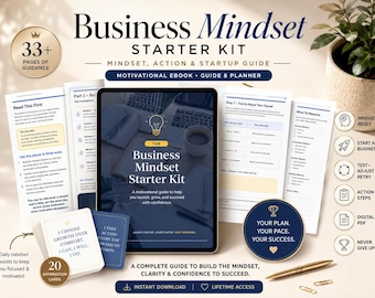 Business Mindset Starter Kit, Action Planner, Affirmation Cards (Digital PDF)