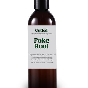 Organic Poke Root Castor Oil 250ml – 100% Pure Cold-Pressed | Large Refill Size | Lymphatic Massage & Detox Oil