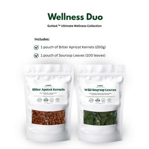 Wellness Detox Duo Pack 100 Soursop Leaves Herbal Tea + Bitter Apricot Kernels Wild-Harvested | Non-GMO