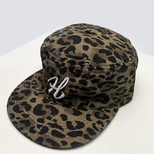 Embroidered Letter Cap – Flat Brim Baseball Hat Unisex | Leopard Houndstooth Print Cap | Retro Streetwear Y2K Gift