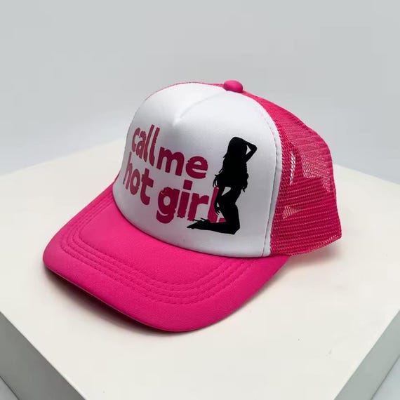 Hot pink trucker hat – Call Me Hot Girl cap, unisex mesh snapback, embroidered Y2K streetwear, breathable retro baseball cap