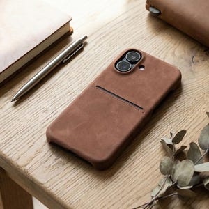 Thin Matte Anti Fingerprint iPhone Leather Wallet Case with Card Slot for iPhone 12 13 14 15 16 17 Plus Pro and Pro Max