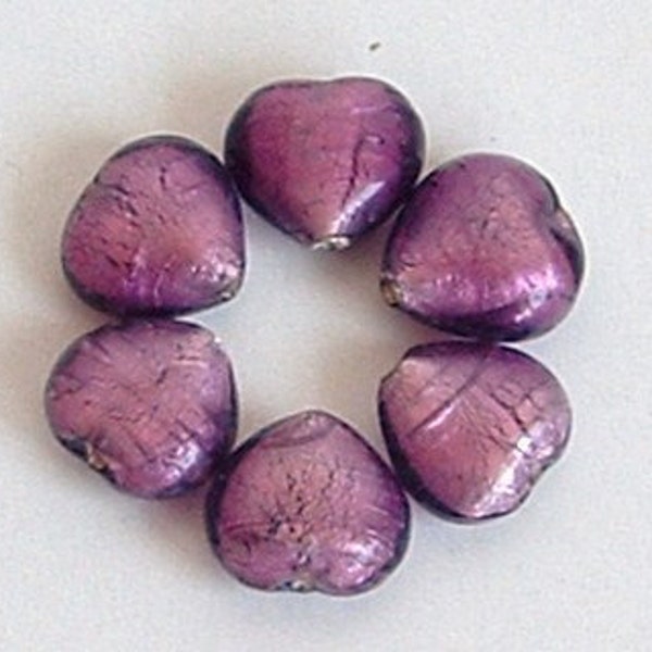 Lot of 6 Purple Heart Beads