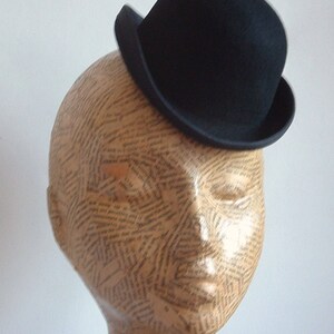 Mini felt bowler hat in black - Millinery Supplies
