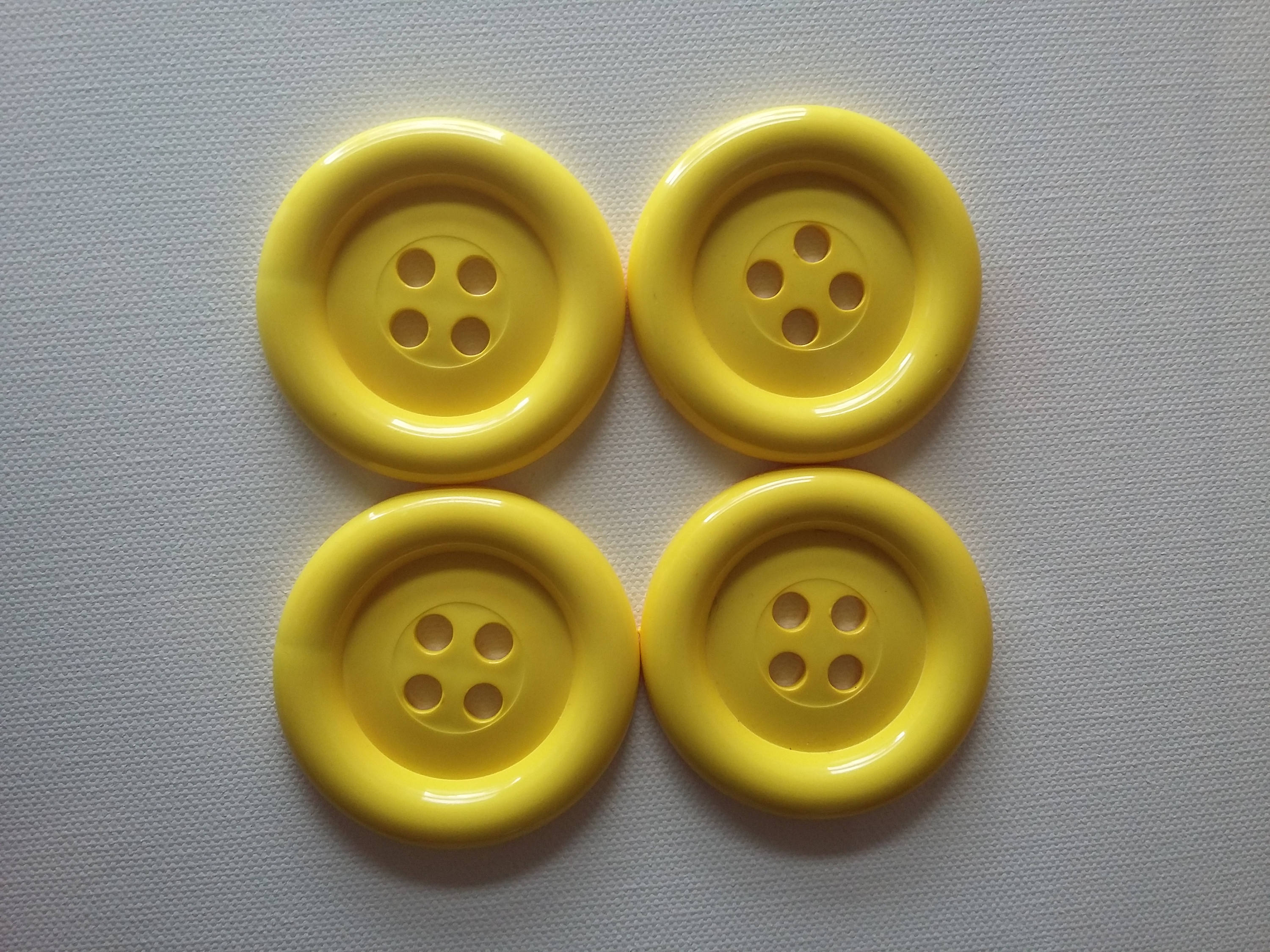 Lot of 4 Extra Large Buttons Yellow Haberdashery sewing Etsy