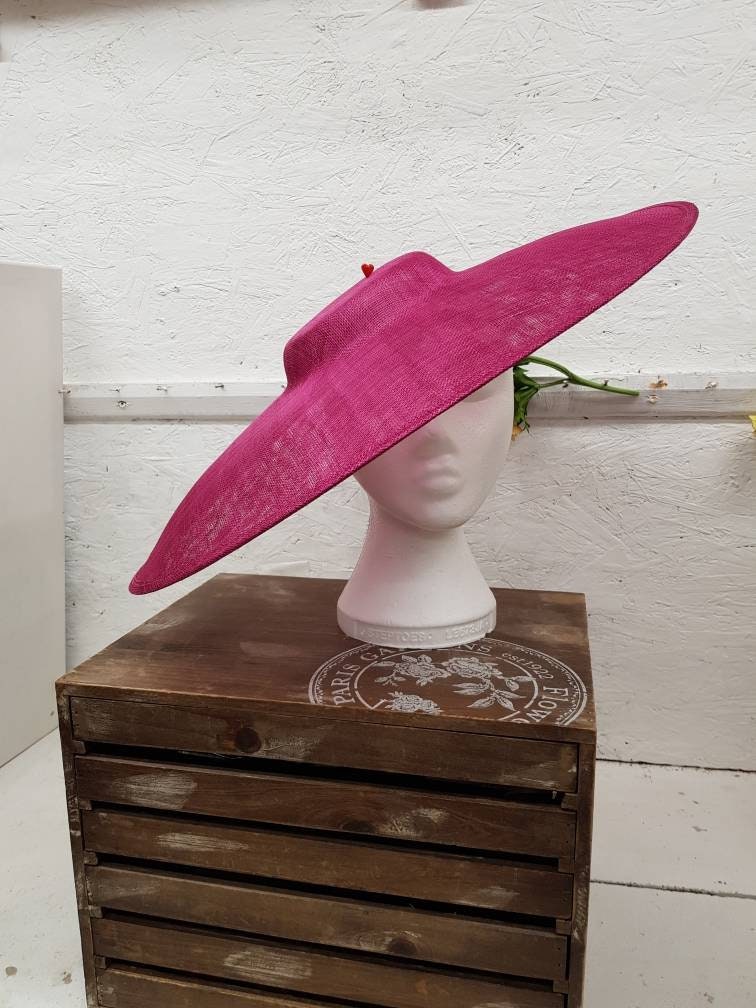 Large Sinamay Oval Hat in Hot Pink 