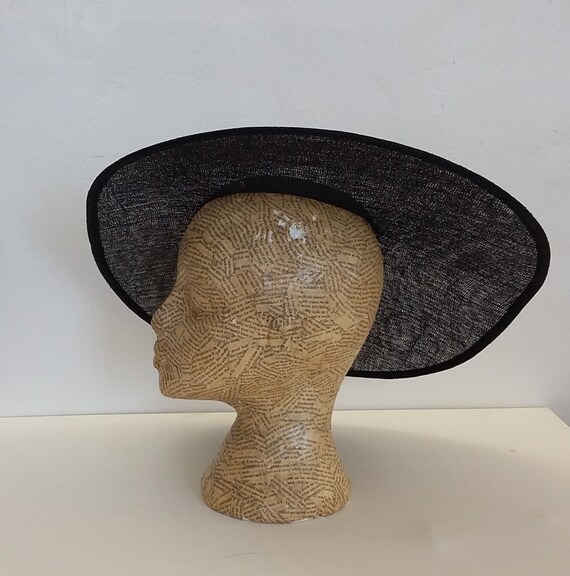 Large Sinamay Oval Hat in Black 