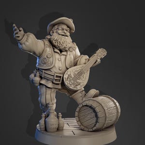 Dwarf Bard Brunfrik 32mm Miniature for Tabletop Gaming