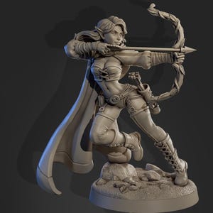 Elf Ranger Talia Ravencrest 32mm Miniature for Tabletop Gaming