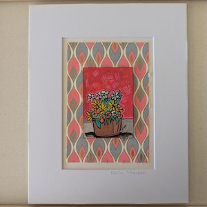 LA MACETA  - Original Loteria ACEO Art -  Mexican Game Inspired Mini drawing - Modern Folk Art Illustration 2.5x3.5 - Unique Collectible