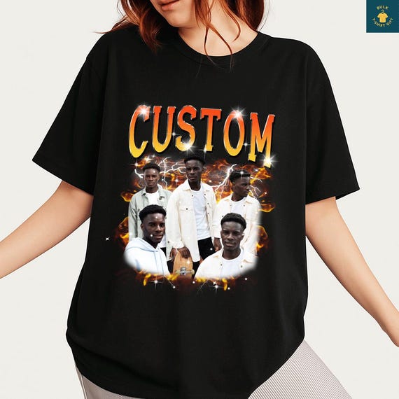 Custom Photo Collage T-shirt: Retro Style Personalized Portrait Tee