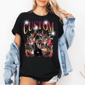 Kundenspezifisches Foto-Sweatshirt Mom Graphic Tee, Hundebesitzer präsentiert Pfoten-Liebes-Bootleg-T-Shirts, Geschenkidee für Frauen-lustiges Weihnachts-T-Shirt Bild