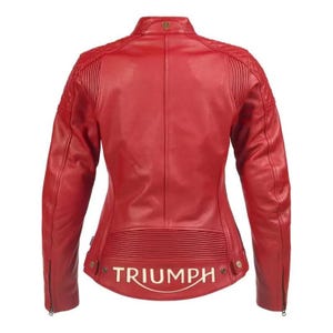 Triumph Leather Motorcycle Jacket for Women Perforated Design Triumph Style Biker Jacket Durable Comfortable Protective Motorcycle Gear