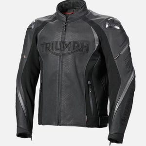 Vintage Triumph Racing Leather Jacket: Handcrafted Cowhide Biker Coat