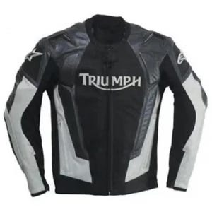 Triumph Motorcycle Racing Leather Jacket: Vintage Cowhide Biker Coat
