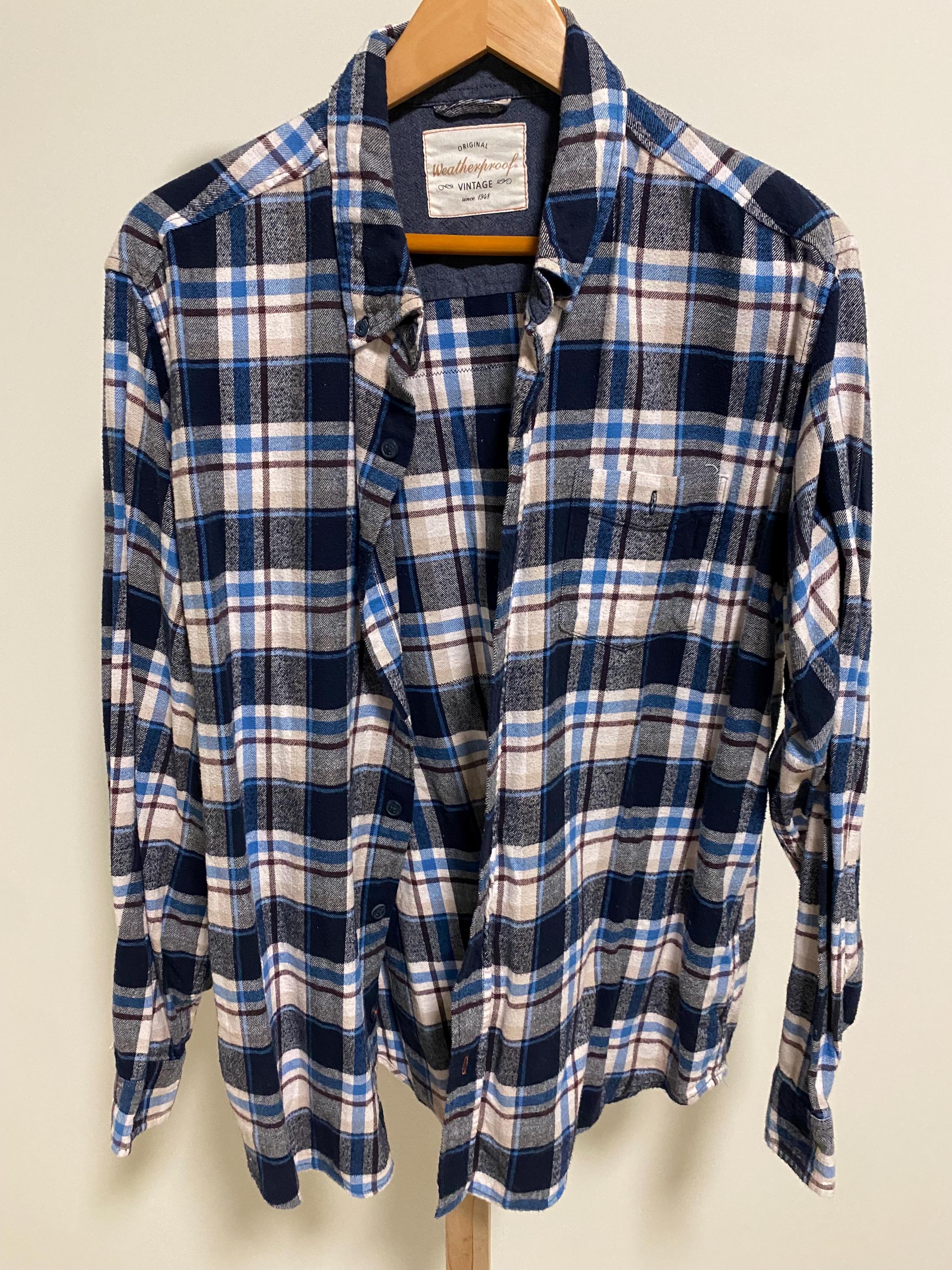 Upcycle Flannel - Levis Tshirt Print on Back - Mens XL - FREE