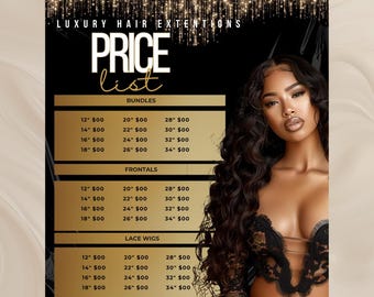 DIY Hair Sale Flyer, Hair Pricelist Template, Hair Bundles Special Deals Flyer, Social Media Content Post, Instagram Post Hair, Beauty, Wig