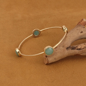 Dainty Amazonite Wire Bangle, Gold Plated Multi Stone Station Bracelet, Natural Stone Gemstone Cuff, Handcrafted Stacking Women Jewelry