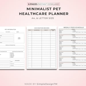 Pet Health Planner: Vet Visit & Vaccination Tracker (Printable PDF)
