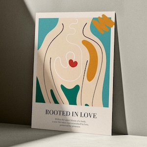 Arraigado en el amor: Impresión abstracta de arte mural sobre el embarazo, póster minimalista de maternidad, descarga digital A3