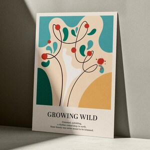 Crescere Selvatici - Stampa artistica da parete botanica astratta, poster digitale minimalista ispirato alla natura, decorazione stampabile in formato A3
