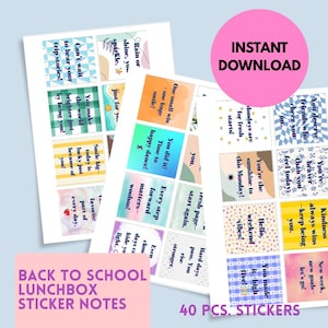 Back to School Lunchbox Notes Printable for Kids – Cute Encouragement Stickers, Funny & Uplifting Notes, Instant Download PDF