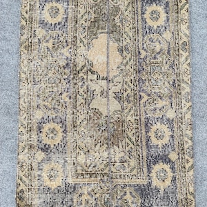 2x13 runner rug Turkish Vintage oushak: Patchwork wool Extra long runner rug handmade