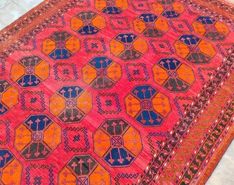 8x10 Afghan rug, Oversize Antique rug 8x10, Living room rug 8x10 vintage, Dark red area rug 8x10, Persian 8x10 heriz rug, Vibrant deep rug