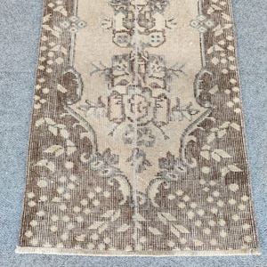 Brauner Läufer 70x200, dünner Läufer, Türkischer Läufer 2x7, Vintage Läufer 2x7, Oushak Läufer 2x7, Schmaler Läufer, Persischer Teppich 2x7 Heriz Läufer Neutral