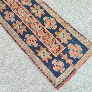 Rare 1.8 x 11 ft runner rug Skinny, Turkish runner 2x11, Vintage runner 2x11, Oushak runner 2x11, Patchwork runner rug, 2 wide runner rug