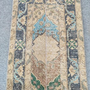 Tapis de passage turc 2 x 13, tapis de passage skinny 2 x 13, tapis de passage vintage 2 x 13, tapis de passage Oushak 2 x 13, tapis de passage patchwork, tapis de passage 2 larges neutres