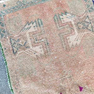 2x4 rug neutral, Skinny rug, Turkish rug 2x4, Oushak rug 2x4, Persian 2x4 heriz rug, Small antique rug 2x4, Doormat rug 2x4 bath mat vintage