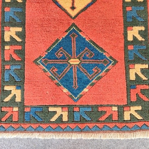 2x4 rug vintage, Skinny rug, Turkish rug 2x4, Oushak rug 2x4, Persian 2x4 heriz rug, Small antique rug 2x4, Doormat rug 2x4 bath mat neutral