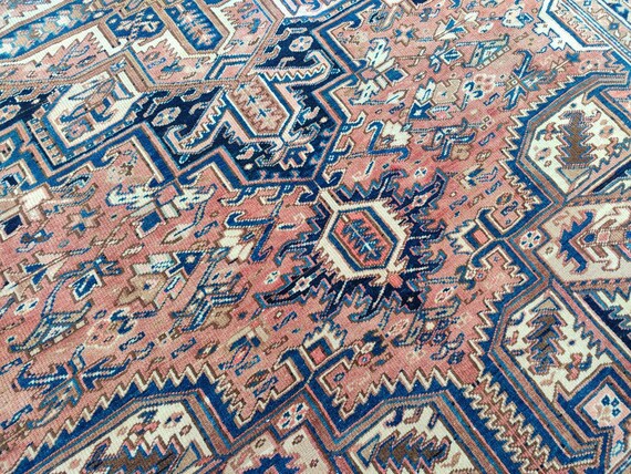 8x10 Heriz rug Red color, Persian rug 8x10, Serapi rug, Antique rug 8x10 oriental, Turkish 8x10 oushak rug, Living room rug 8x10 vintage