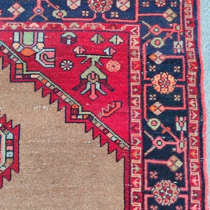 Rare! 5x7 Persian rug red color, Shiraz rug vintage, Turkish 5x7 oushak rug, Heriz rug 5x7 brown, Antique 5x7 oriental rug, Malayer rug