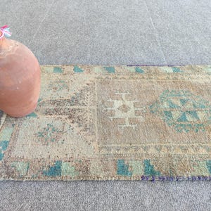 2x4 rug neutral, Skinny rug, Turkish rug 2x4, Oushak rug 2x4, Persian 2x4 heriz rug, Small antique rug 2x4, Doormat rug 2x4 bath mat vintage