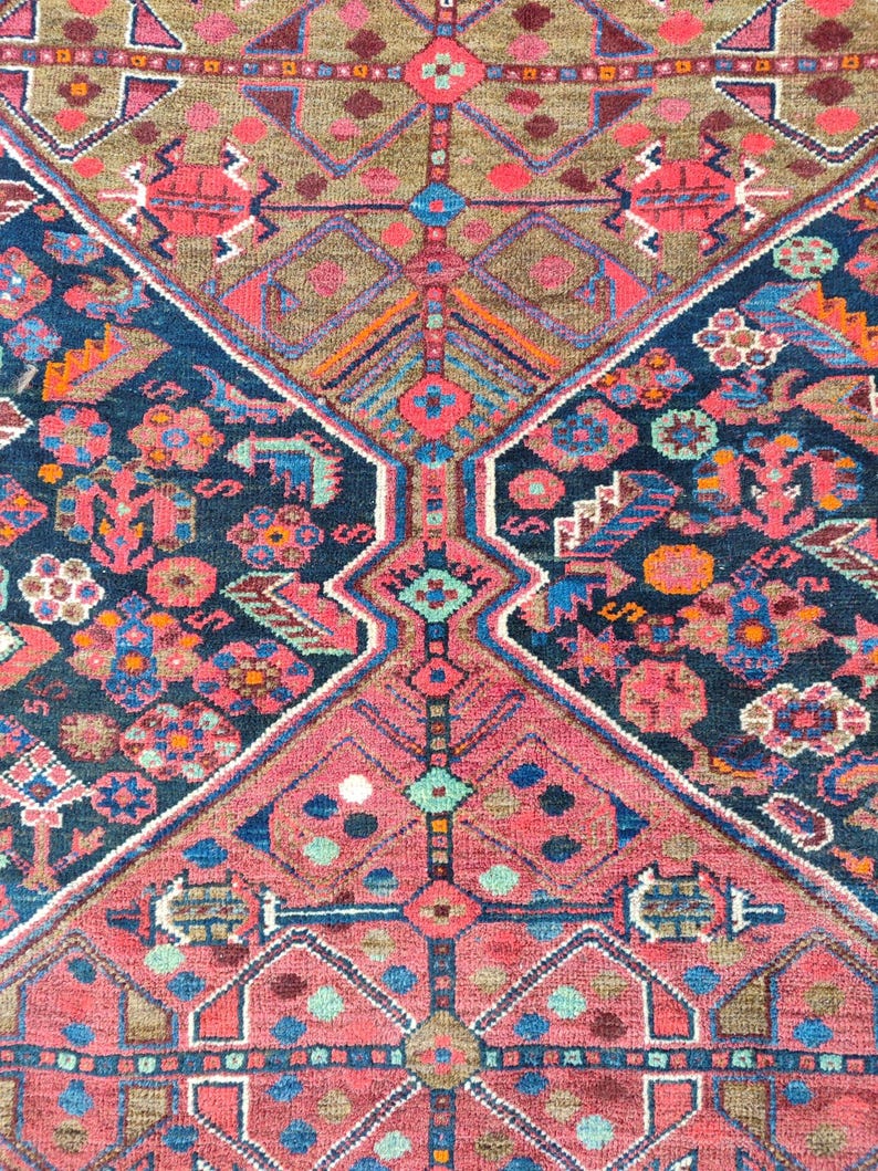 Rare! 8x10 Heriz area rug, Oversize persian rug 8x10, Serapi rug vintage 8x10, Antique 8x10 living room rug, Mahal rug, Oriental rug 8x10 ft image 7
