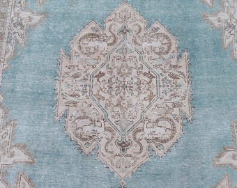 8x10 Persian rug rare size! Oversize oriental rug 8x10, Heriz area rug 8x10, Antique 8x10 living room rug, Turkish 8x10 oushak rug vintage