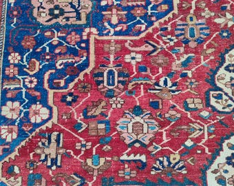 10x13 rug Persian Oversize, Heriz area rug 10x13, Antique rug 10x13, Blue red area rug, Serapi rug, Living rug 10x13 vintage, Large area rug