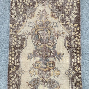 Brauner Läufer 70x200, dünner Läufer, Türkischer Läufer 2x7, Vintage Läufer 2x7, Oushak Läufer 2x7, Schmaler Läufer, Persischer Teppich 2x7 Heriz Läufer Neutral