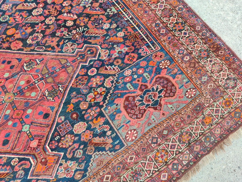 Rare! 8x10 Heriz area rug, Oversize persian rug 8x10, Serapi rug vintage 8x10, Antique 8x10 living room rug, Mahal rug, Oriental rug 8x10 ft image 3