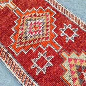 Red 2.8 x 11 ft runner , Herki runner 3x11 vintage, Persian 3x12 heriz runner rug, Colorful 3x11 turkish runner, Oushak runner 3x11 rug